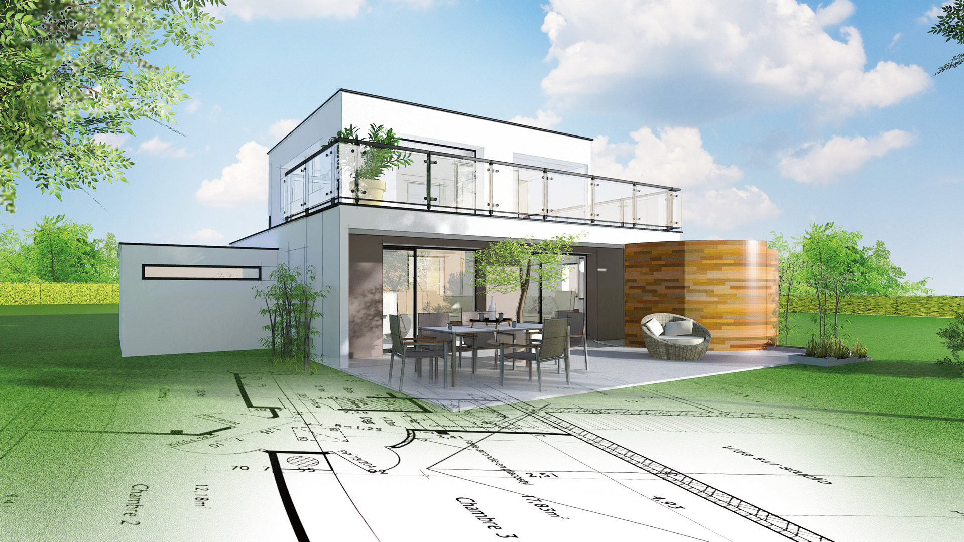 Ilustração de uma casa com andar